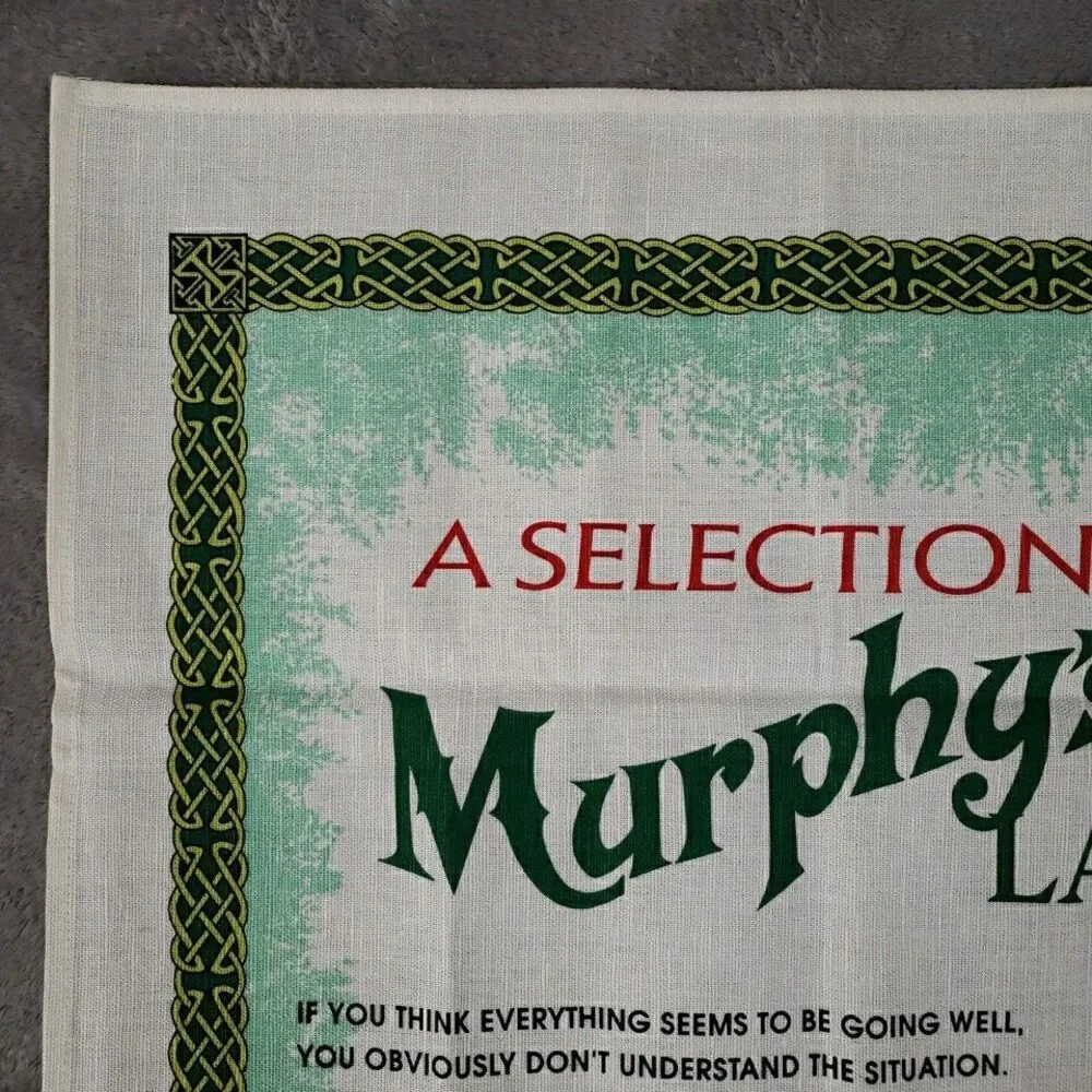 Fingal Murphy's Law & An Irish Blessing Tea Towel Clovers Mushrooms Ireland
